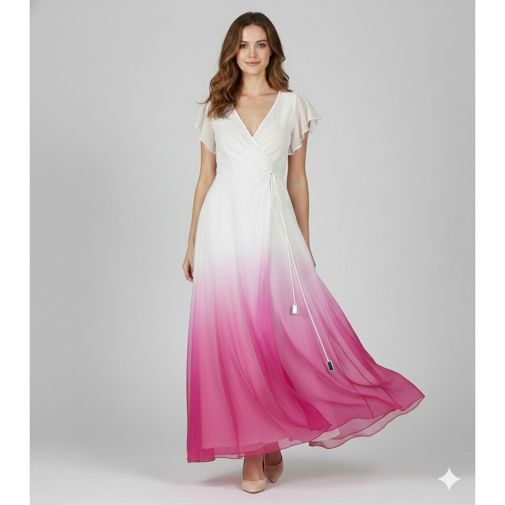 NWT Diane von Furstenberg Delancey Gradient Falls Ombré Pink Dahlia Dress 4 Silk